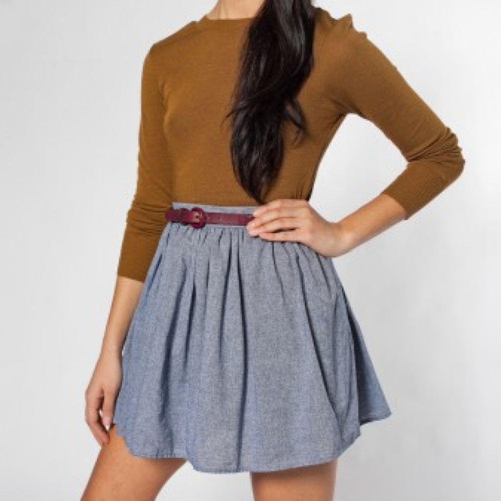 3/ $25  American Apparel denim chambray skater skirt XS